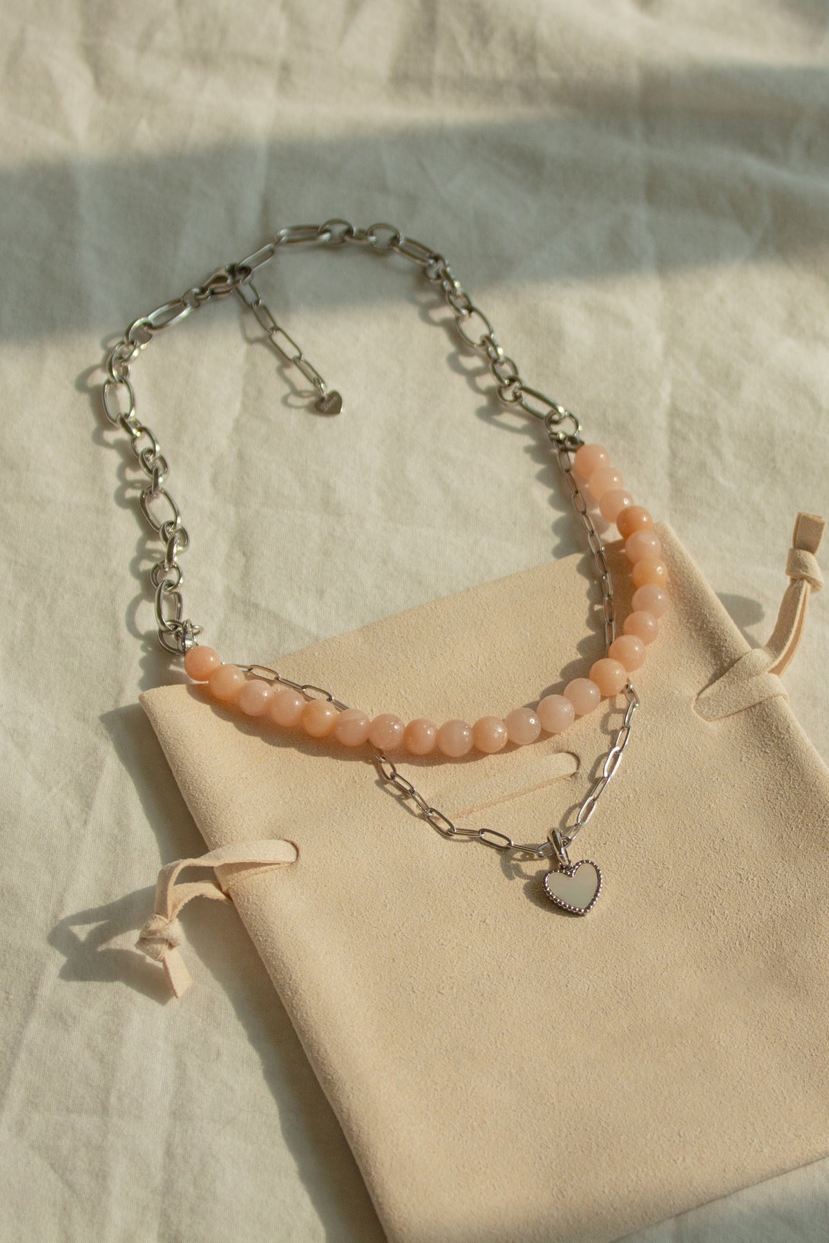 Natural gemstone and swarovski pearl name tag necklace(Owner)